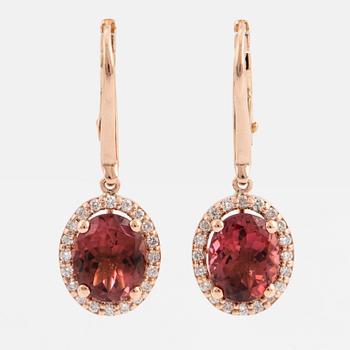 Tourmaline and diamond earrings.