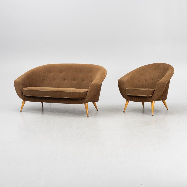 Folke Jansson, a "Tellus" sofa and armchair, SM Wincrantz, Sweden, 1950's.