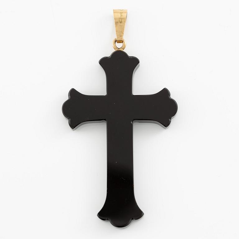 Cross 18K gold and jet, Victorian.