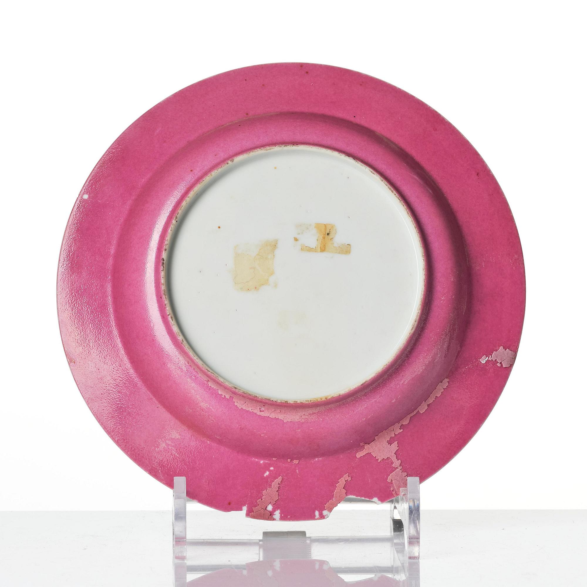 A famille rose ruby-back 'mother and child' plate, Qing dynasty, Yongzheng (1723-35).