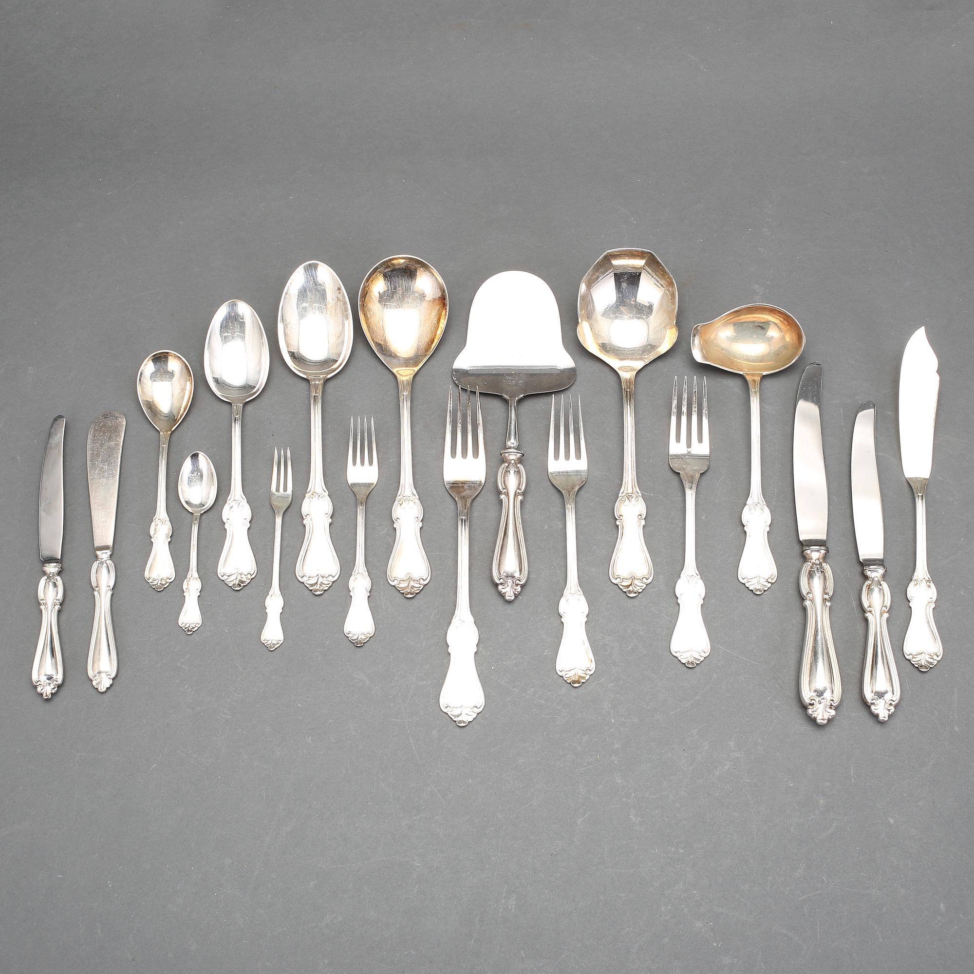 BESTICKSERVIS, ca 154 delar, nysilver, GAB, 1900-tal. Modell Olga.