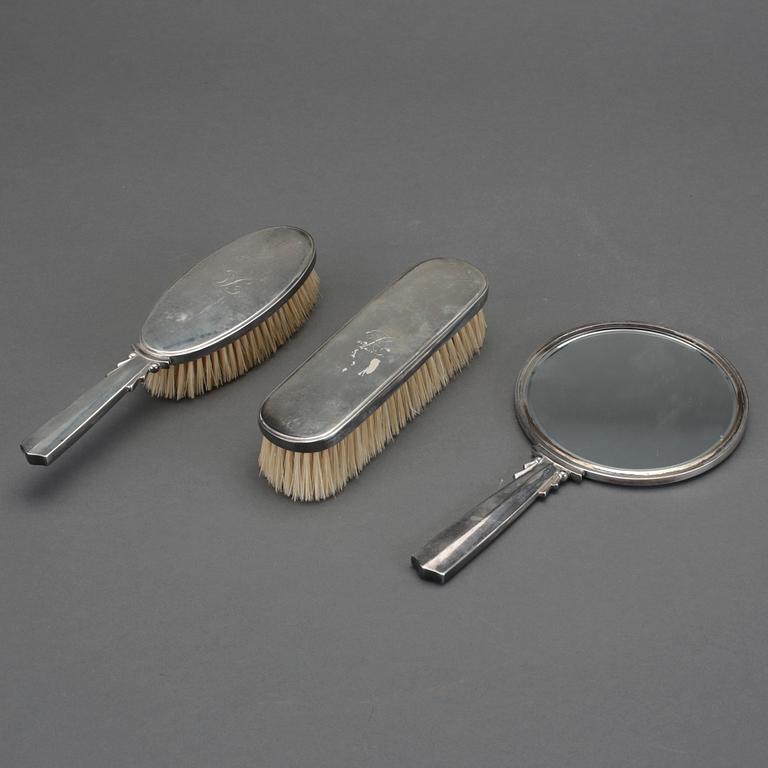 TOALETTSET, silver, 3 delar, Georg Jensen, 1900-tal.