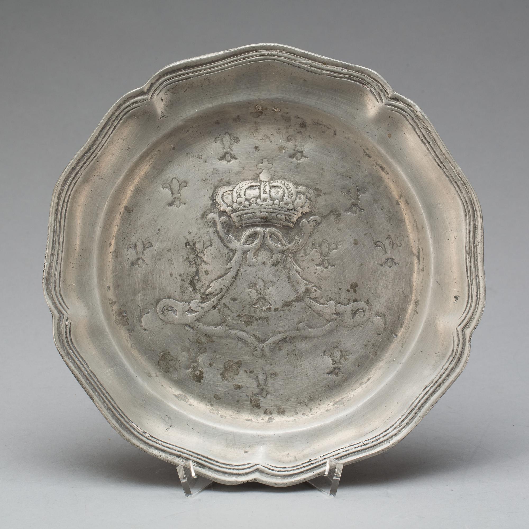 TALLRIK, tenn, troligen Flandern, 1700/1800-tal.