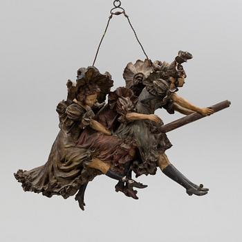 ERNST WAHLISS, sculpture, painted plaster, Turn, Vienna, Austria, circa 1900.