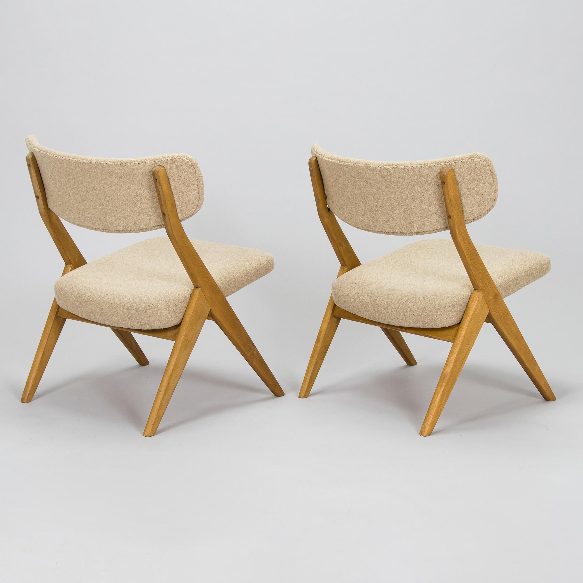 Ilmari Lappalainen, a pair of , 'Bambino' 2429 chairs for Asko. designed 1955.