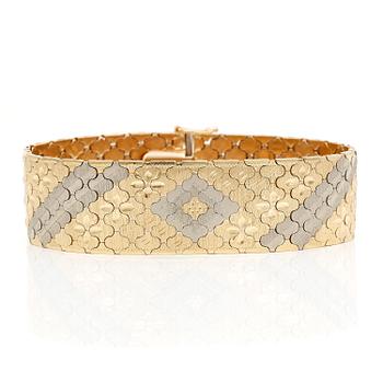 ARMBAND, tvåfärgat 18K guld, Vincenza, Italien, 1900-talets sista kvartal. Total vikt 57 g.