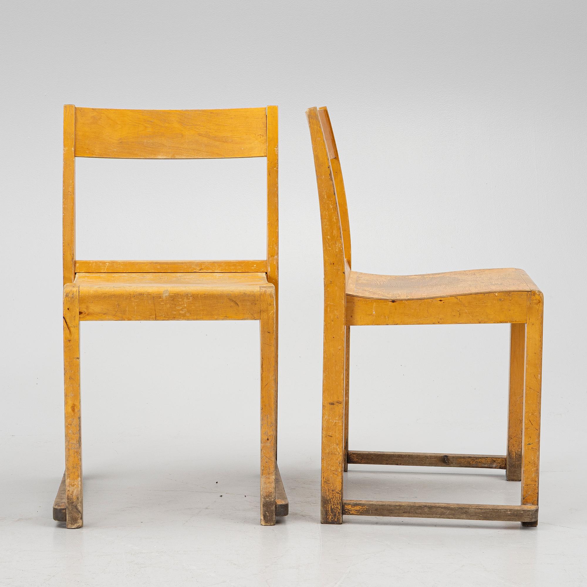 Sven Markelius, Seven chairs, 'Orkesterstolen', 20th century.