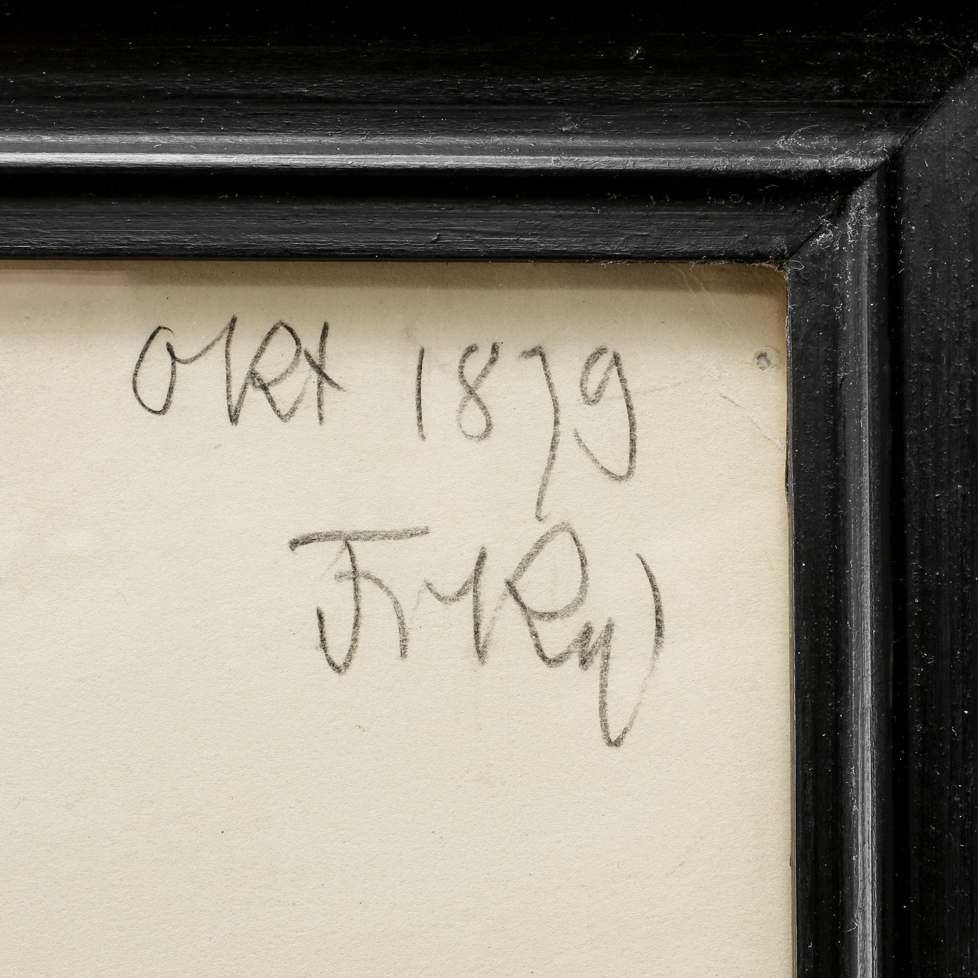 ROBERT THEGERSTRÖM, kol på papper, Signerad Robert Thegerström och approberad okt 1879.