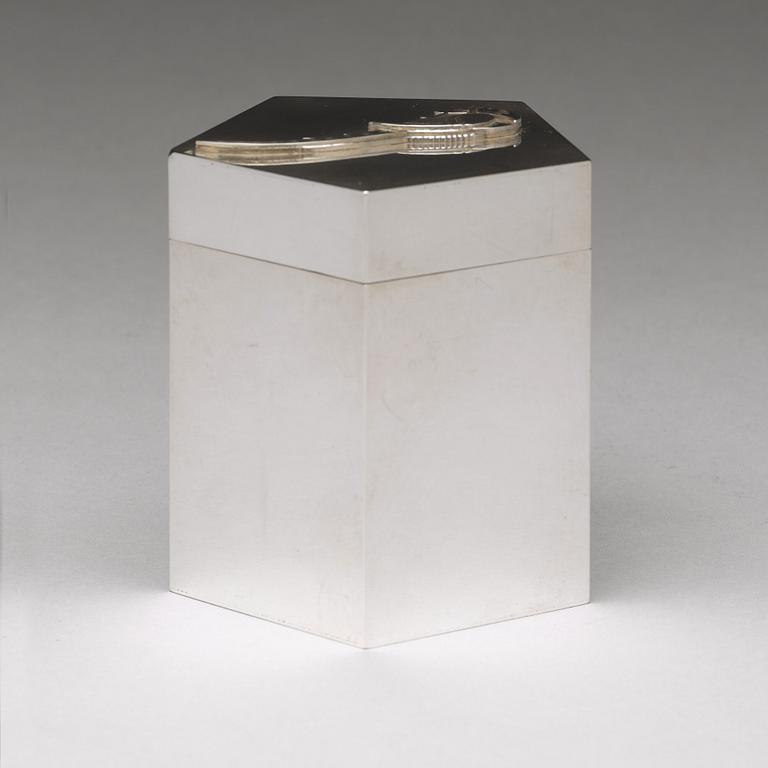 Wiwen Nilsson, a pentagonal lidded sterling jar, Lund, Sweden 1965.