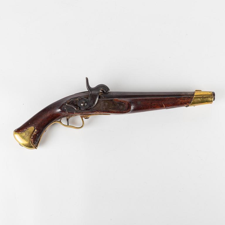 A Swedish percussion pistol, 1820-49 pattern.