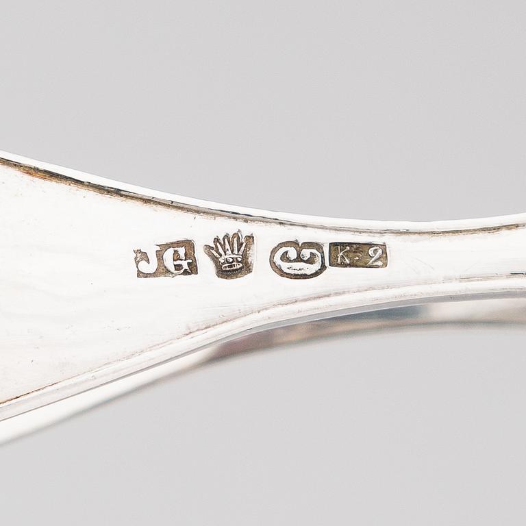 Sokeripihtejä, 3 kpl, hopeaa, Turku, Porvoo ja Göteborg 1841-46.