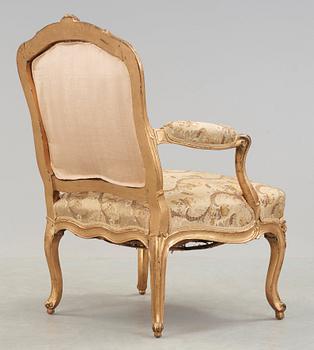 A Louis XV 18th century armchair, stamped by C.-L. Burgat, master in Paris 1744.