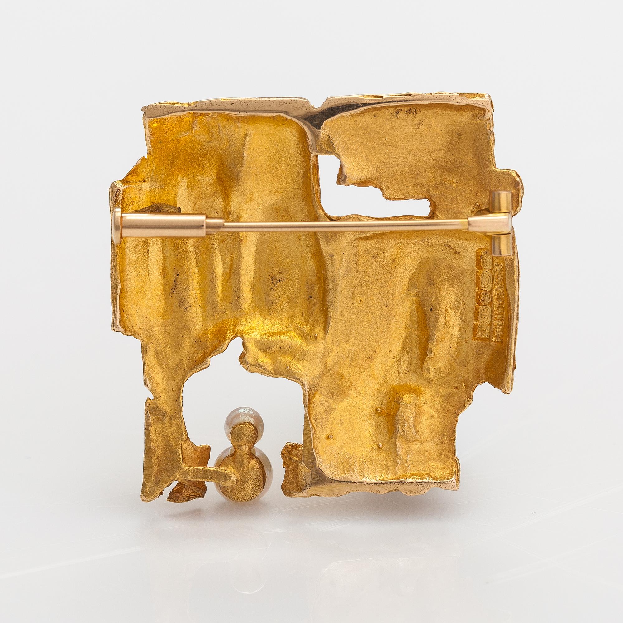 Björn Weckström, Brosch "Etude", 14K guld, odlade pärlor. Lapponia 1972.