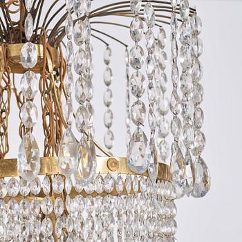 A Swedish Empire ten-light chandelier, early 19th century.