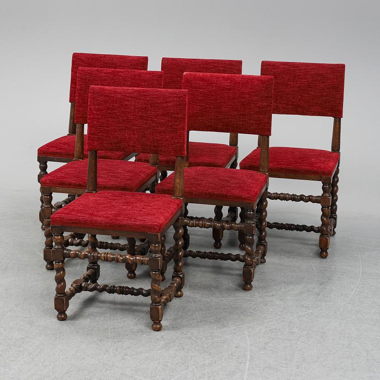 6 baroque style chairs, early 20th century.