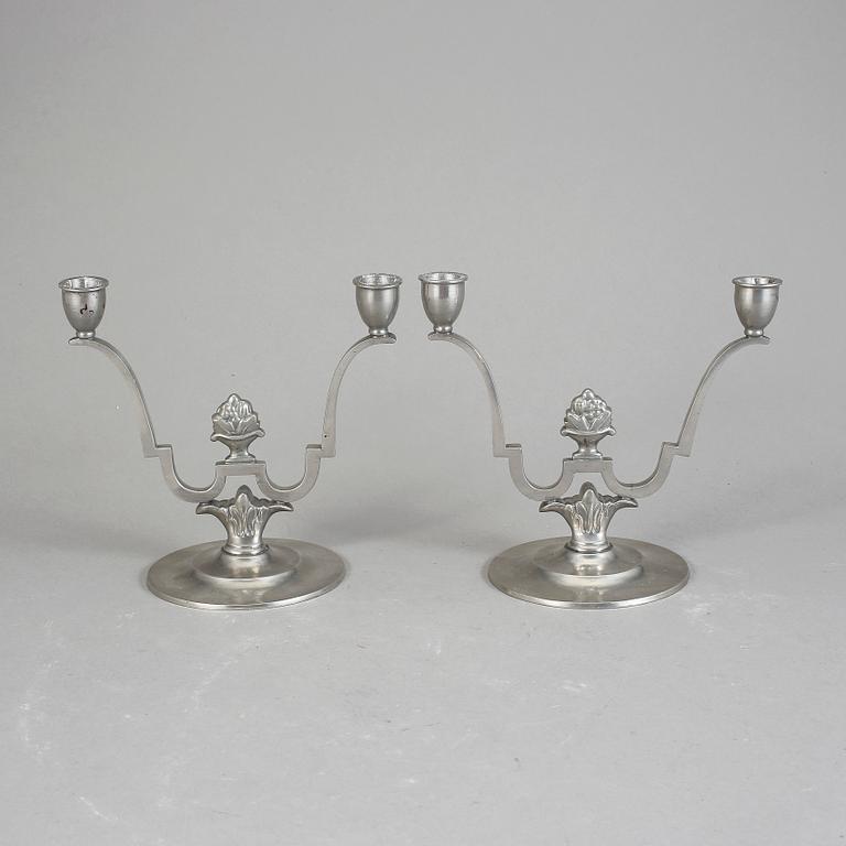 KANDELABRAR, ett par, tenn, art deco, GAB, 1932.