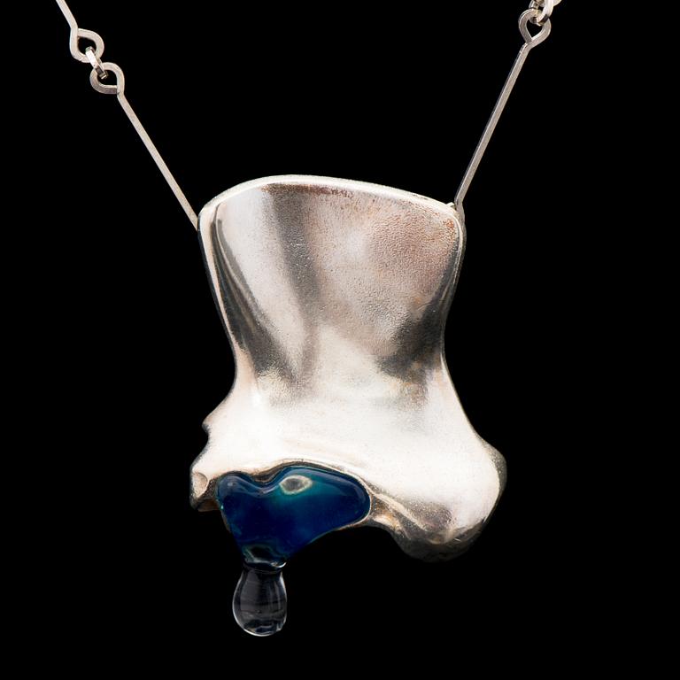 A BJÖRN WECKSTRÖM NECKLACE, "Otus", silver, acrylic. Lapponia 1973.