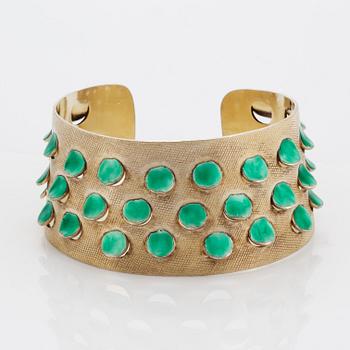 Grete Prytz-Kittelsen for J. Tostrup, sterling silver bangle and green enamel, Norway.