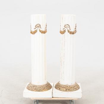 A pair of Gustavian style wooden pedestals first half of the 20th century.