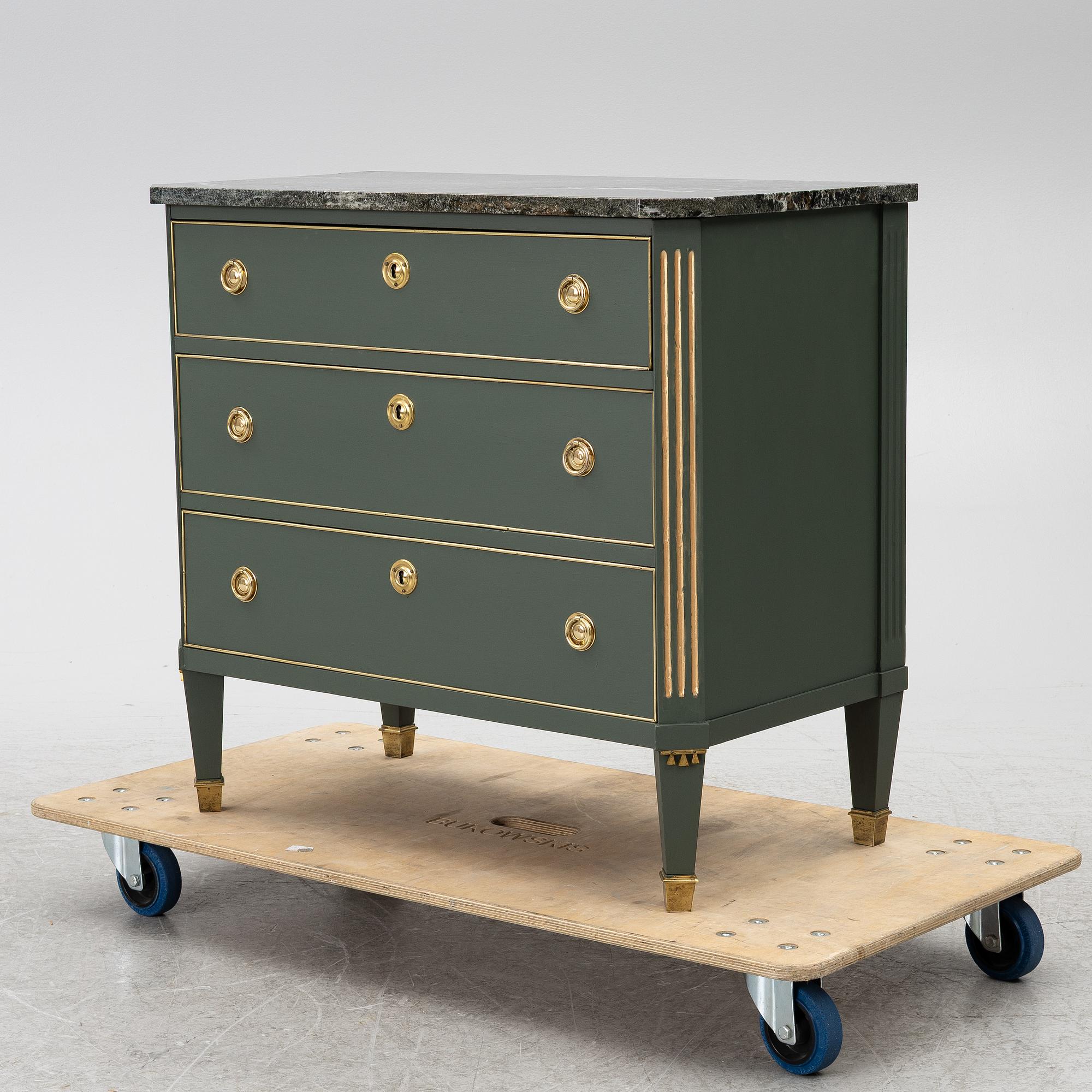 A Gustavian style chest of drawers, first half of the 20th century.