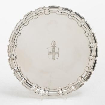 An English Rococo style salver, mark of William Hutton & Sons, London 1901.