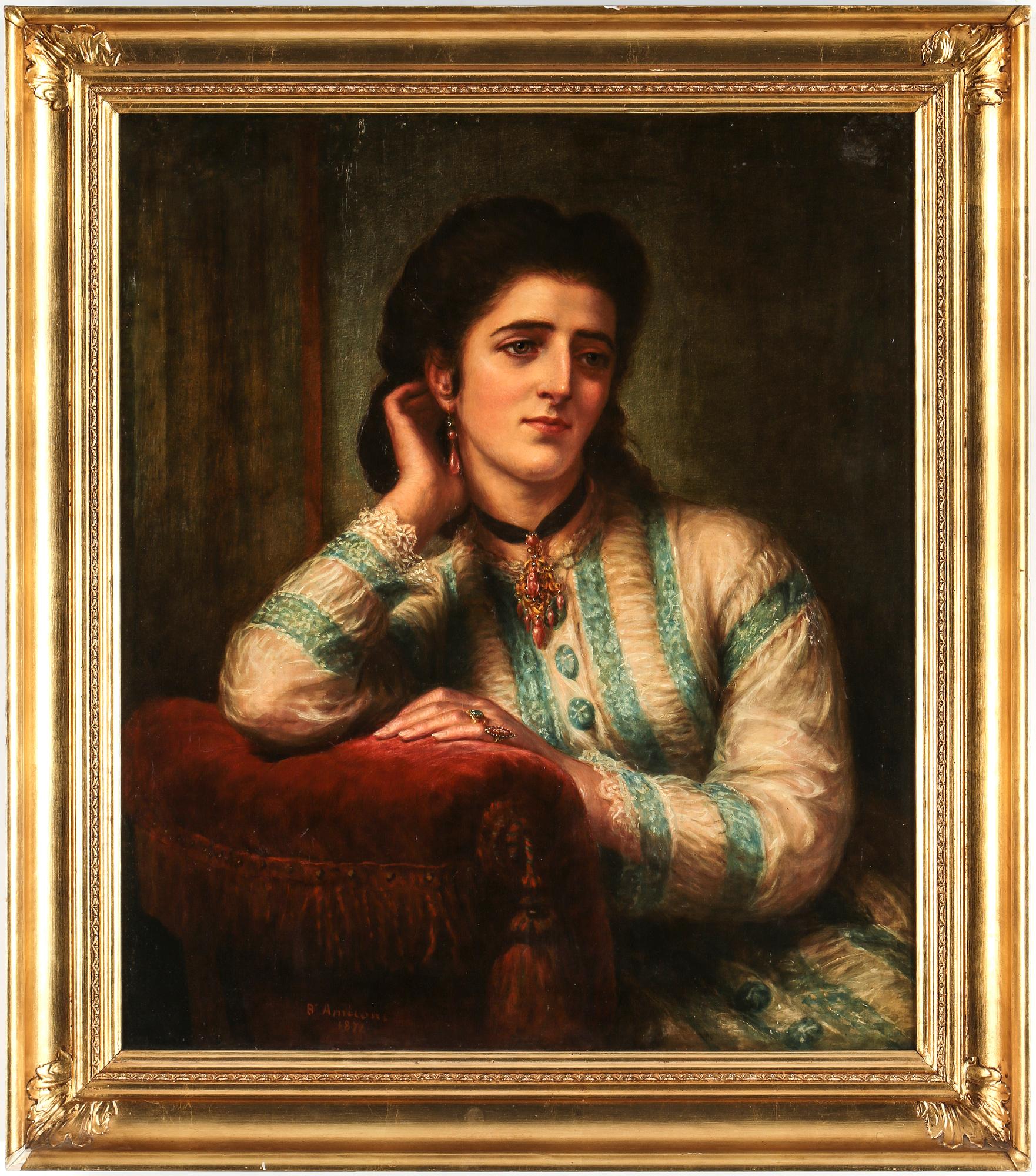 BERNARDO AMICONI, olja på duk, signerad daterad 1876.