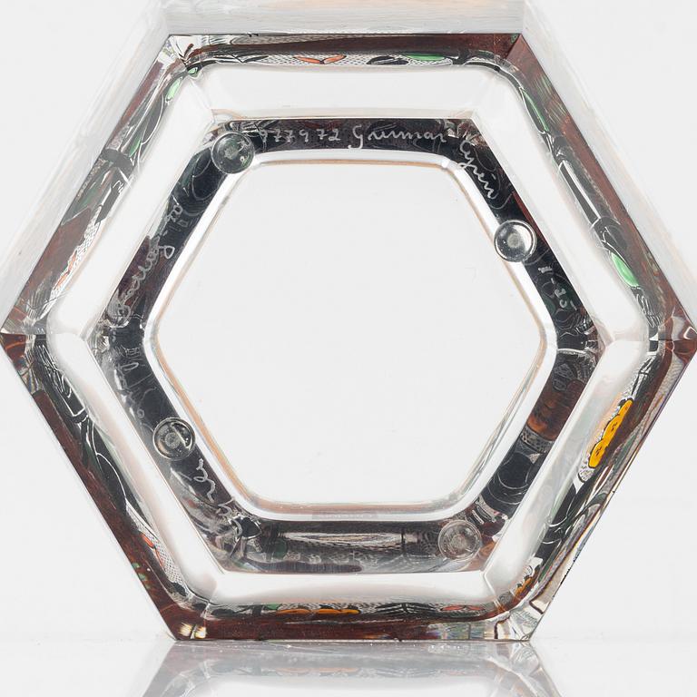 Gunnar Cyrén, a glass bowl, 'Leopardlek', Orrefors Gallery, 1/25, 1990.