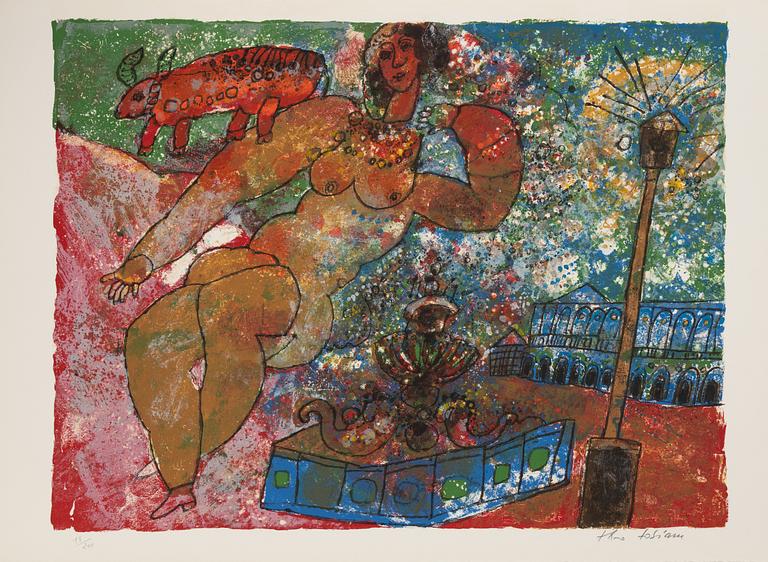 Theo Tobiasse, "The Song of Songs of King Salomon",portfolio with 12 ligographs in colous, signed 18/200.