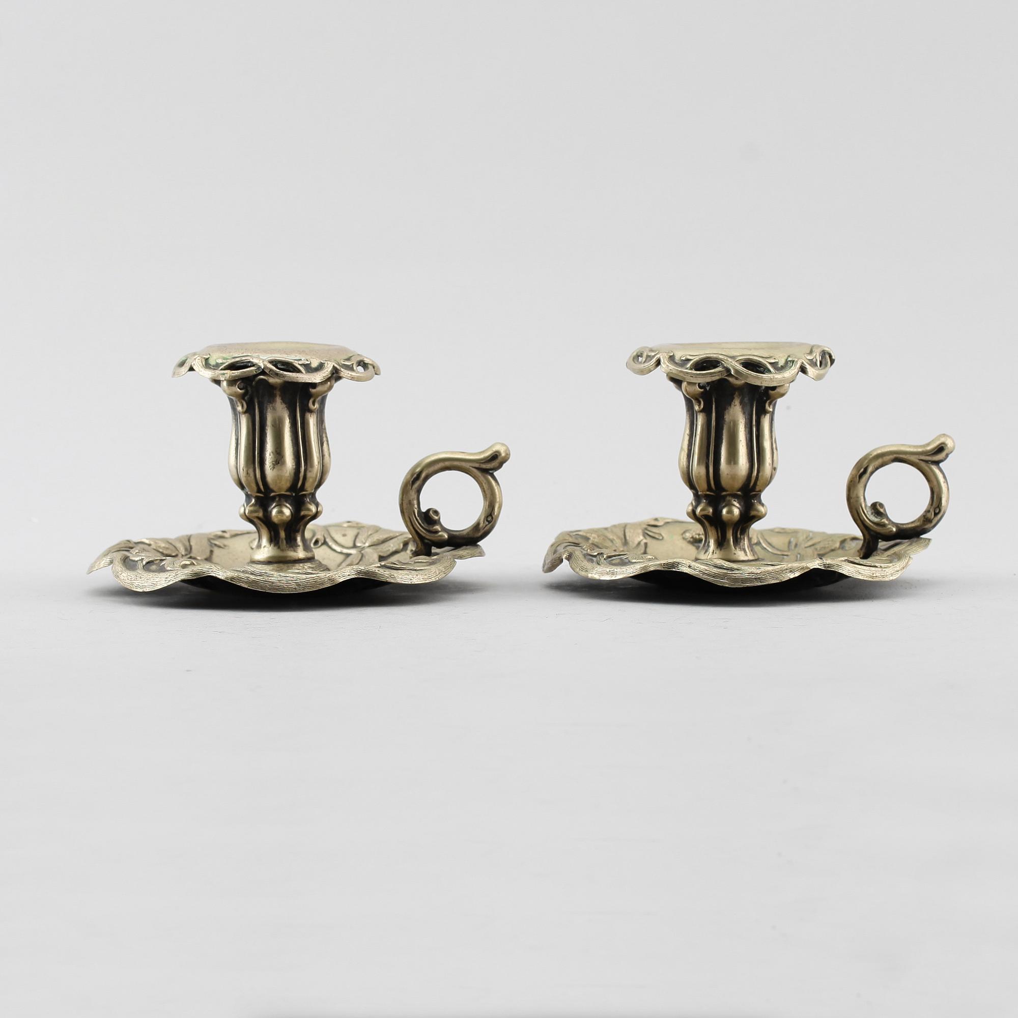 NATTLJUSSTAKAR, 1 par, nysilver, 1800-talets andra hälft.