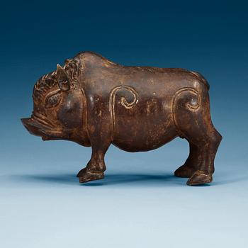 A bronze boar, Presumably Java, Indonesia, 14th Century.