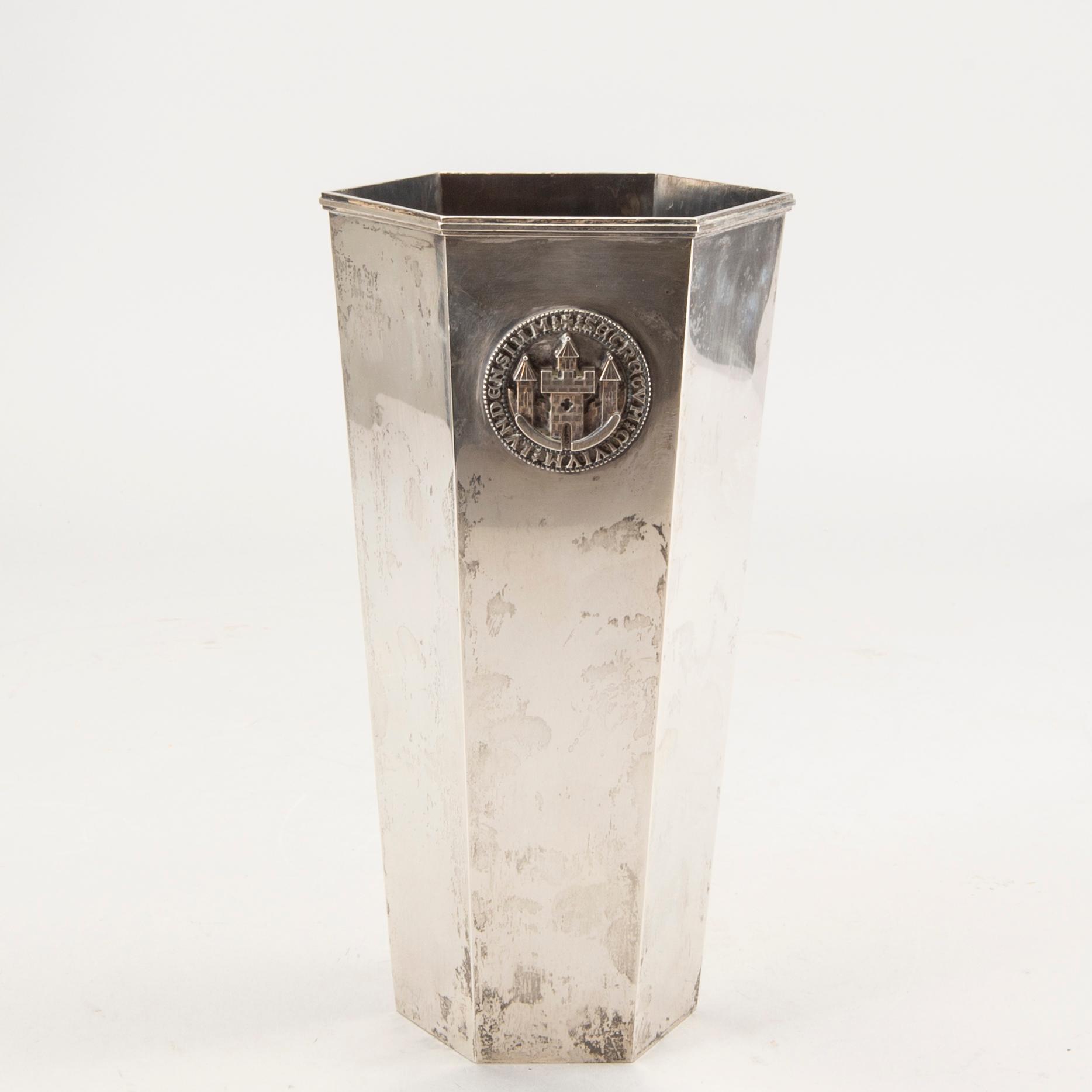 A Swedish 20th century sivler vase mark of Wiwen Nilsson Lund 1962.