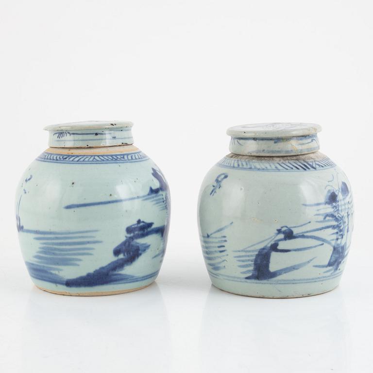 A pair of blue and white ginger jars, China, , 19th century.