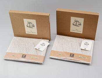 TABLETTER OCH SERVIETTER, 8 st, linnedamast, "Dolmen", Fergusons Irish Linen.