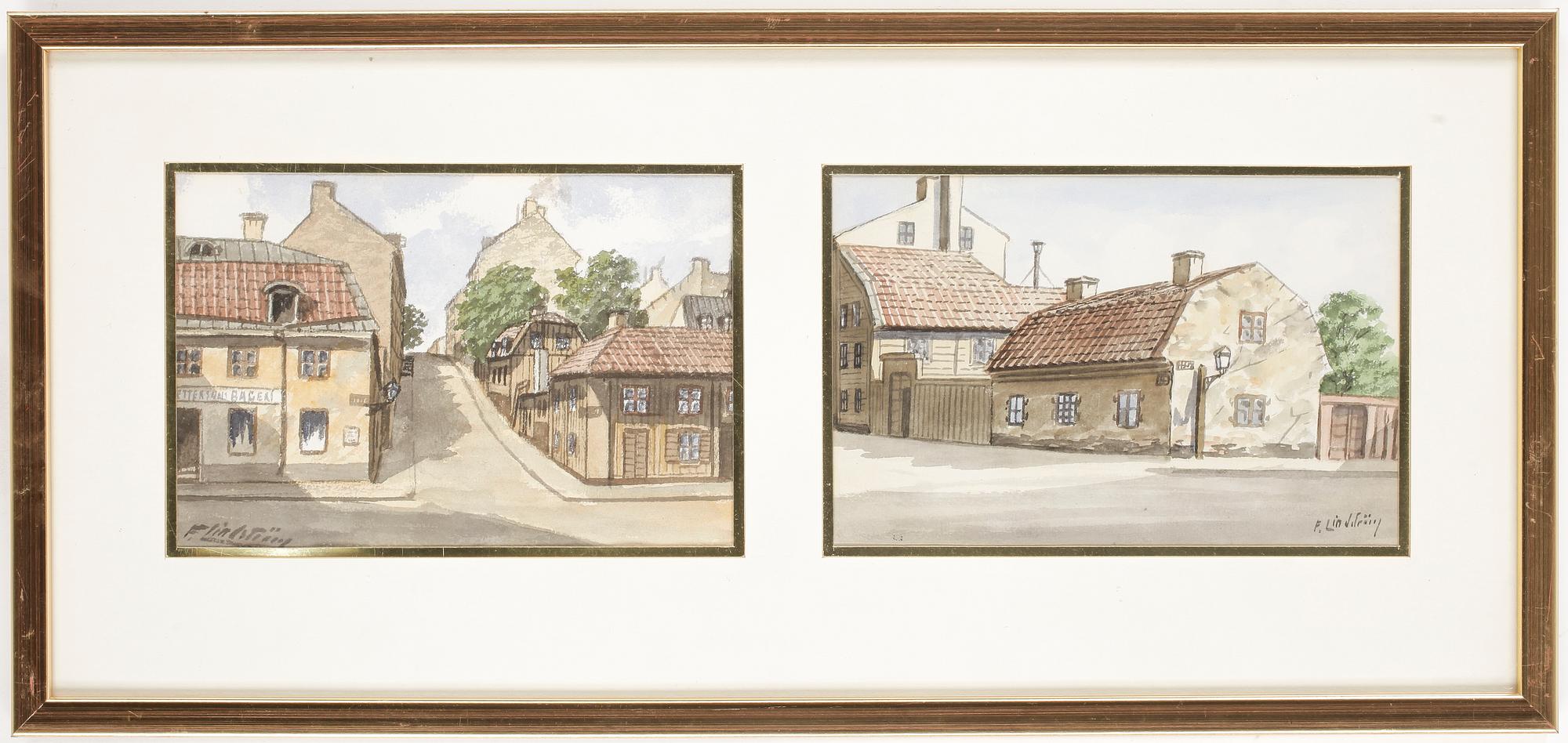 FRANS LINDSTRÖM, 14 st, akvareller, signerade.