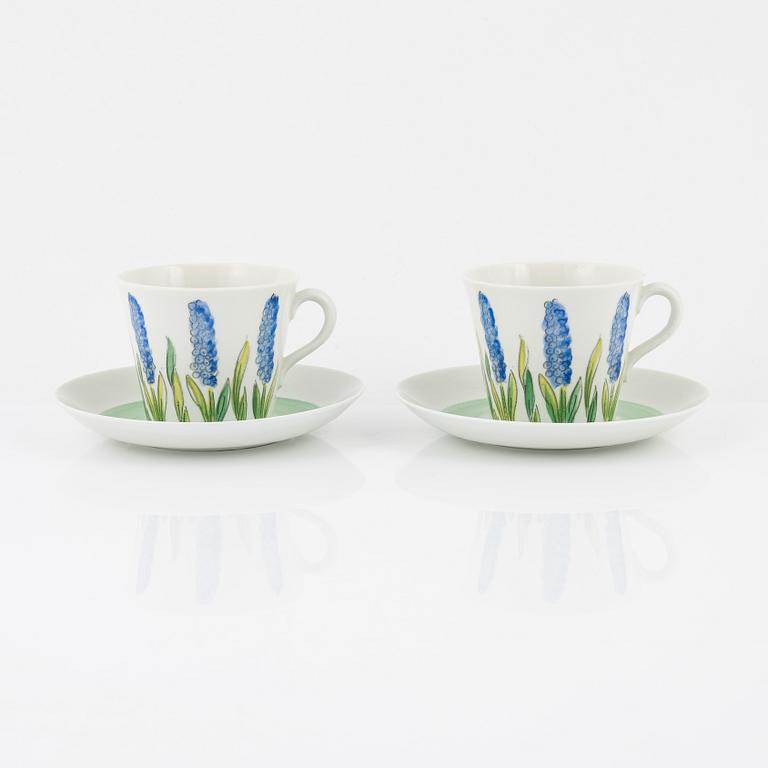 Ellen Mortensen a pair of 'Pärlhyacint' flintware tea cups with saucers, Upsala-Ekeby/Gefle.