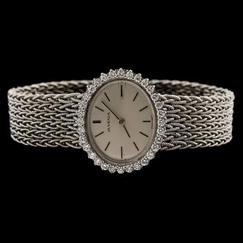 DAMARMBANDSUR, 18k vitguld med 32 briljantslipade diamanter, tot ca 0.96 ct, Juvenia, Schweiz, 1900-tal. Vikt 50 g.