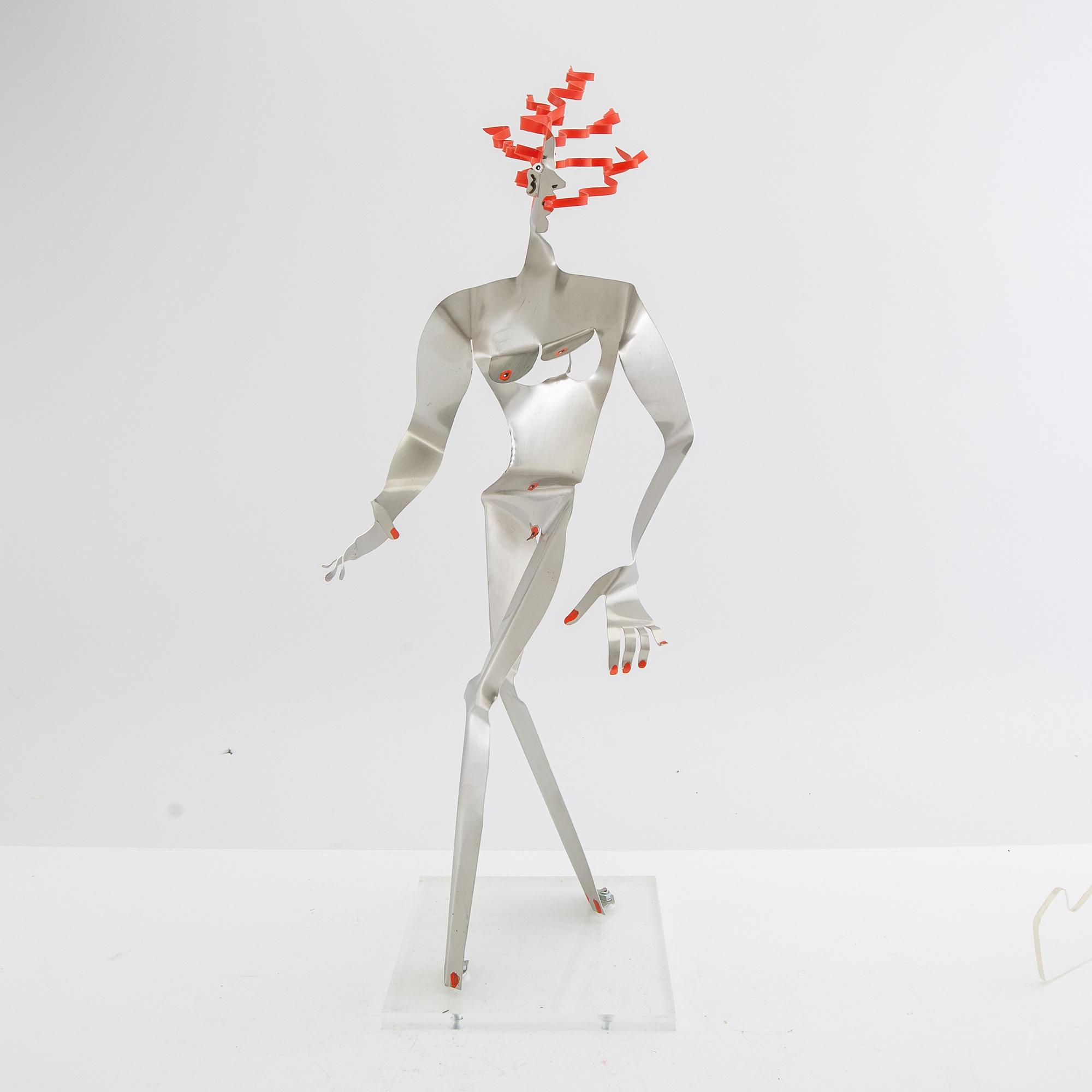 Timo Solin, Sculpture Standing Woman with Red Hair.