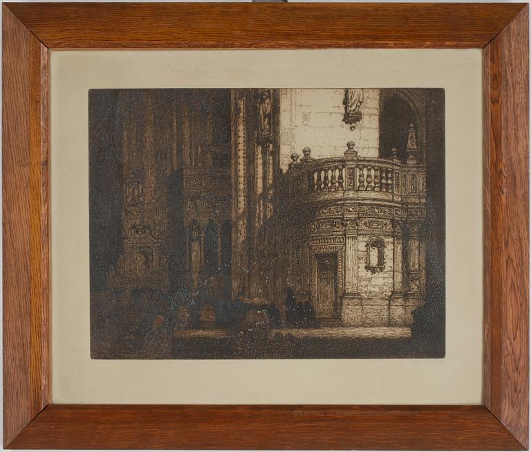 FERDINAND BOBERG, etsning, sign.