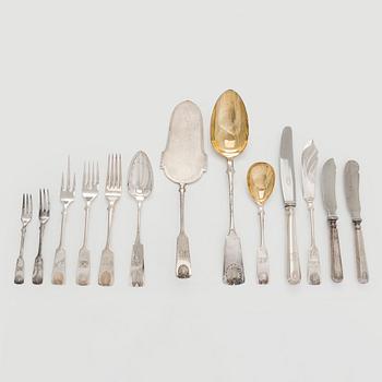 A 67-piece set of silver cutlery, sea shell decor, Finnish manufacturers, 1917-1962.