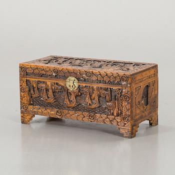 A late 20th Century Oriental Carved Camphor Wood Chest.