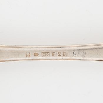 Six Swedish 18th century silver spoons, marks of Johan Henrik Schvart, Karlskrona 1788.