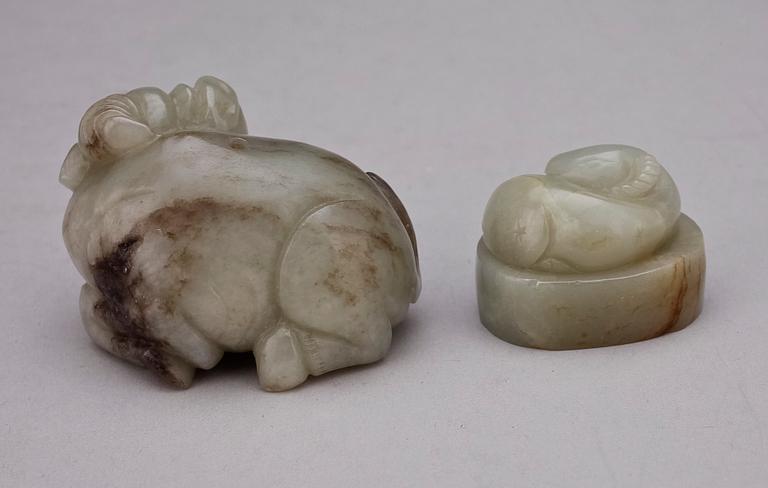 FIGURINER, 2st, jade, Kina, nutida tillverkning.