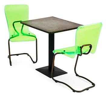 46. A set of two plastic and metal chairs and a  table 'Kiasma', Källemo AB,  Sweden 2008.