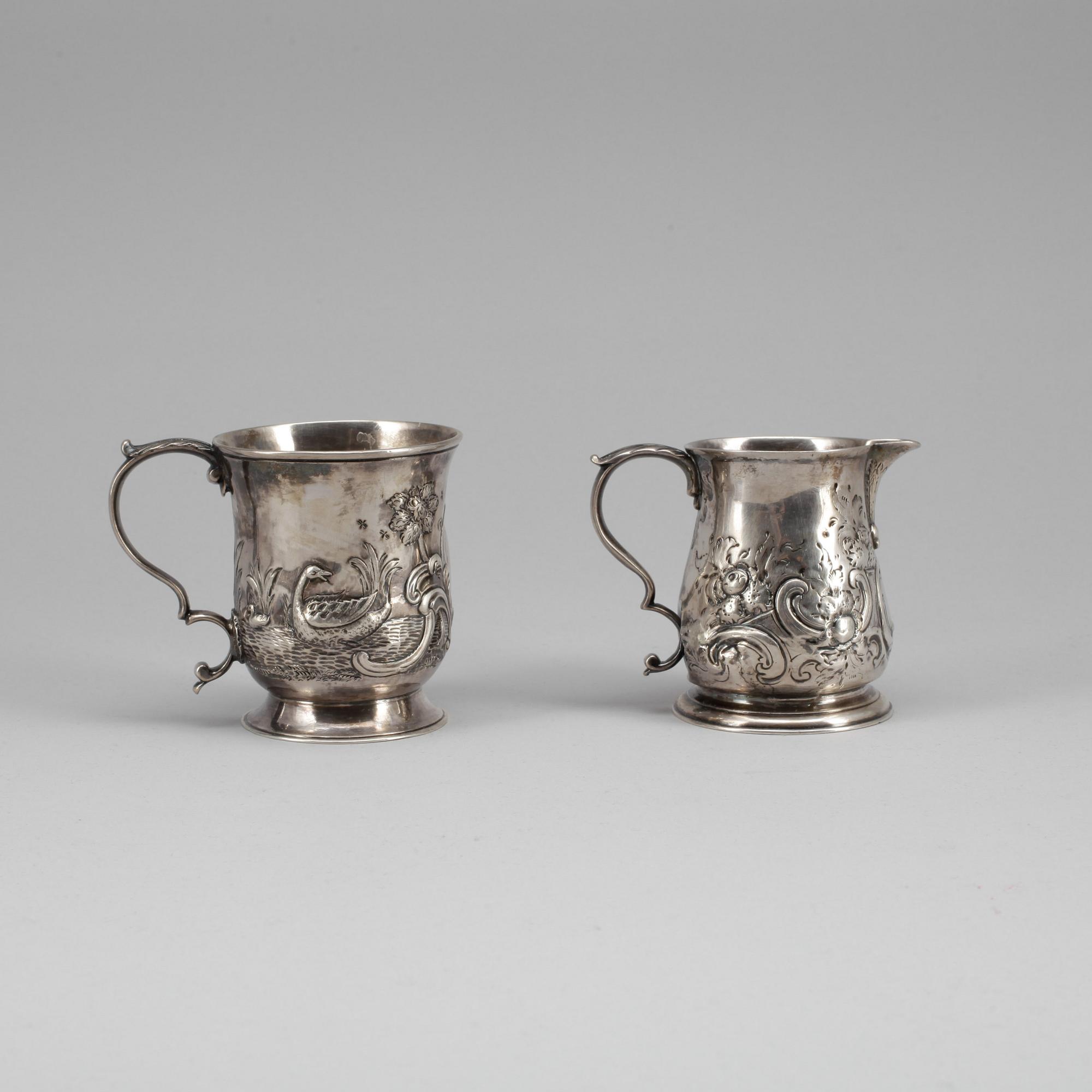 PARTI SILVER, 4 delar, England. 1800-tal. Total vikt ca 518 g.