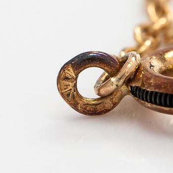 Halssmycke, droppslipad akvamarin,  gammalslipade diamanter, 14K guld.