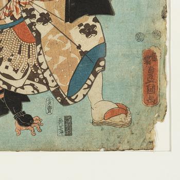 Ando Hiroshige and Utagawa II Kunisada, after, two woodblock prints.