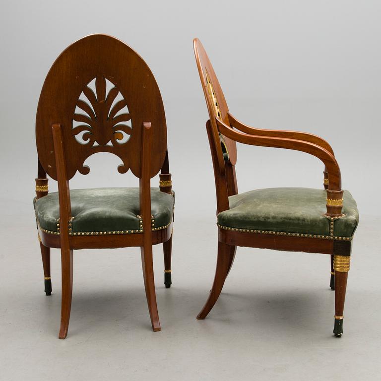 A PAIR OF RUSSIAN ARMCHAIRS LATE 20TH CENTURY.