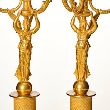 A pair of Empire candelabras for four lights, beginning of the 19th century.