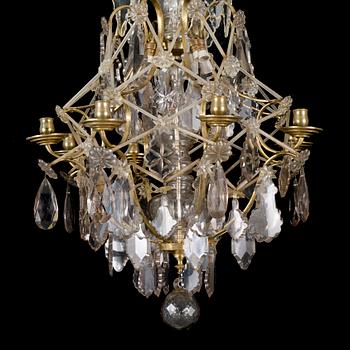 A late 19th century glass chandelier.