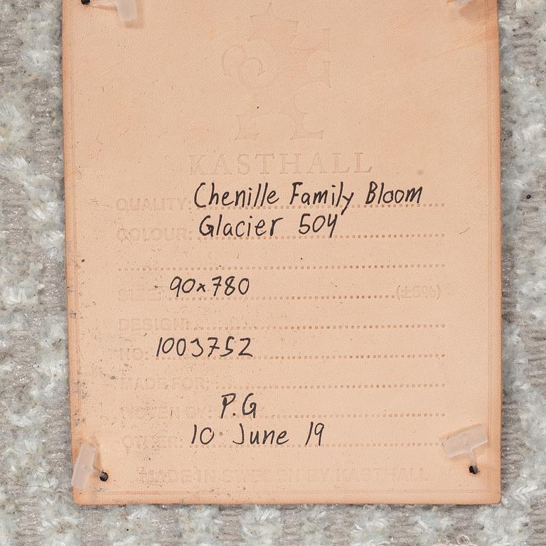 A runner, Machine made, "Chenille family bloom", Kasthall Design Studio, ca ca 780 x 90 (according to lable) cm.